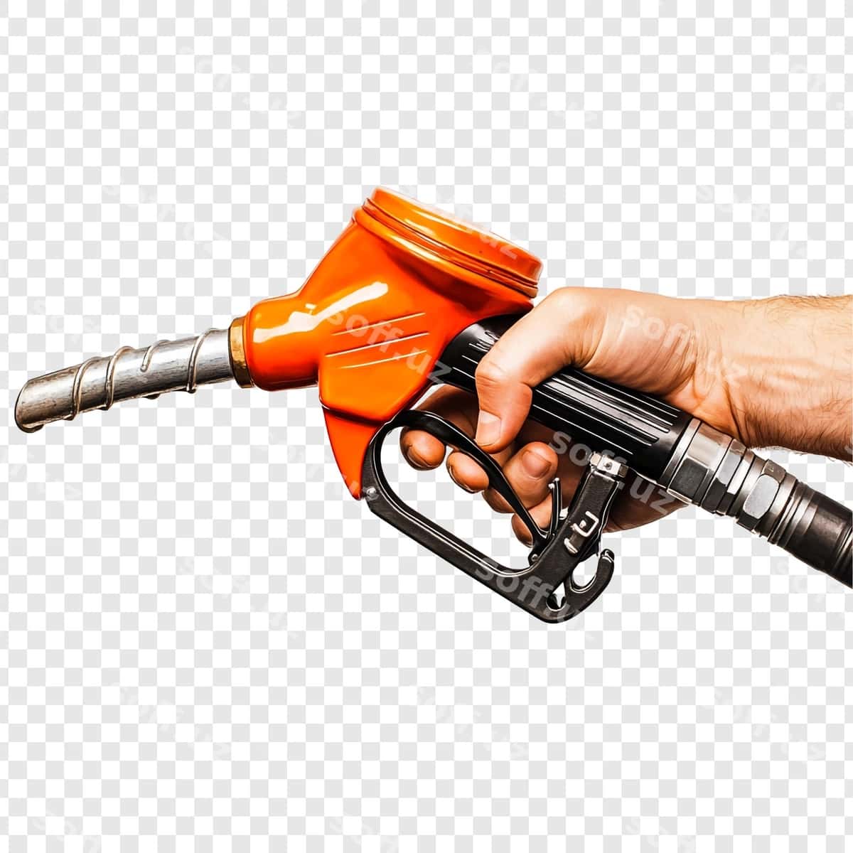 Yaxlit qo'l yoqilma nazyonni tutgan | Closeup hand holding fuel nozzle 1