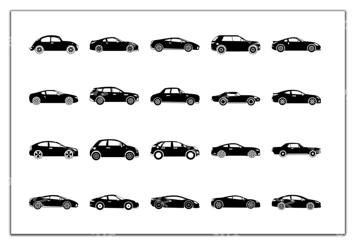Majmua qora avtomobil siluetlari | Collection black car silhouettes 1