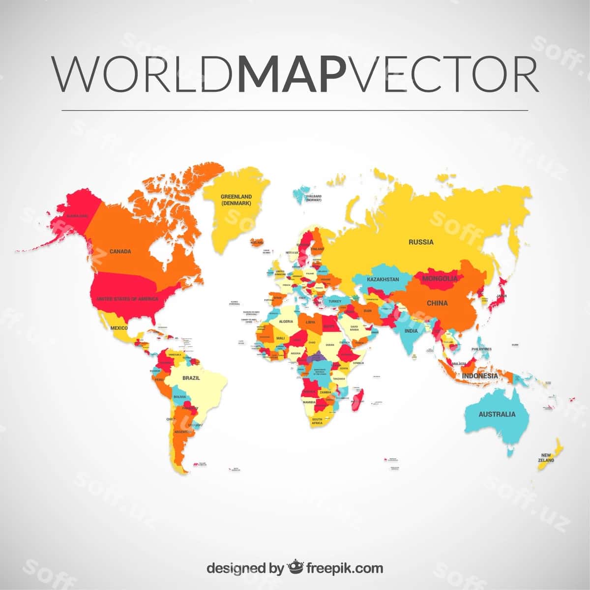 Rangli dunyo xaritasi | Colored world map 1