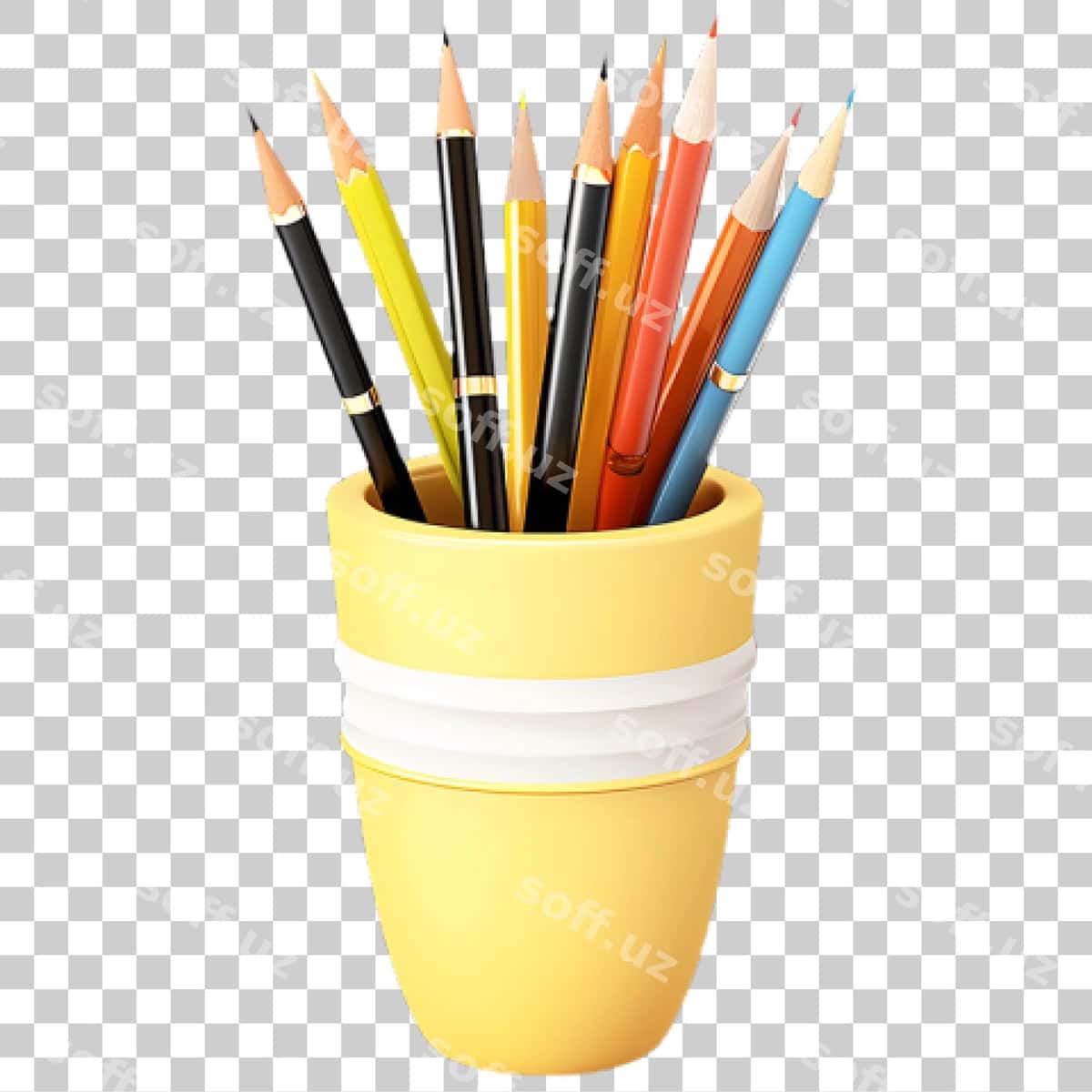 Rangli qalamlar sariq ushlagich | Colorful pencils yellow holder 1