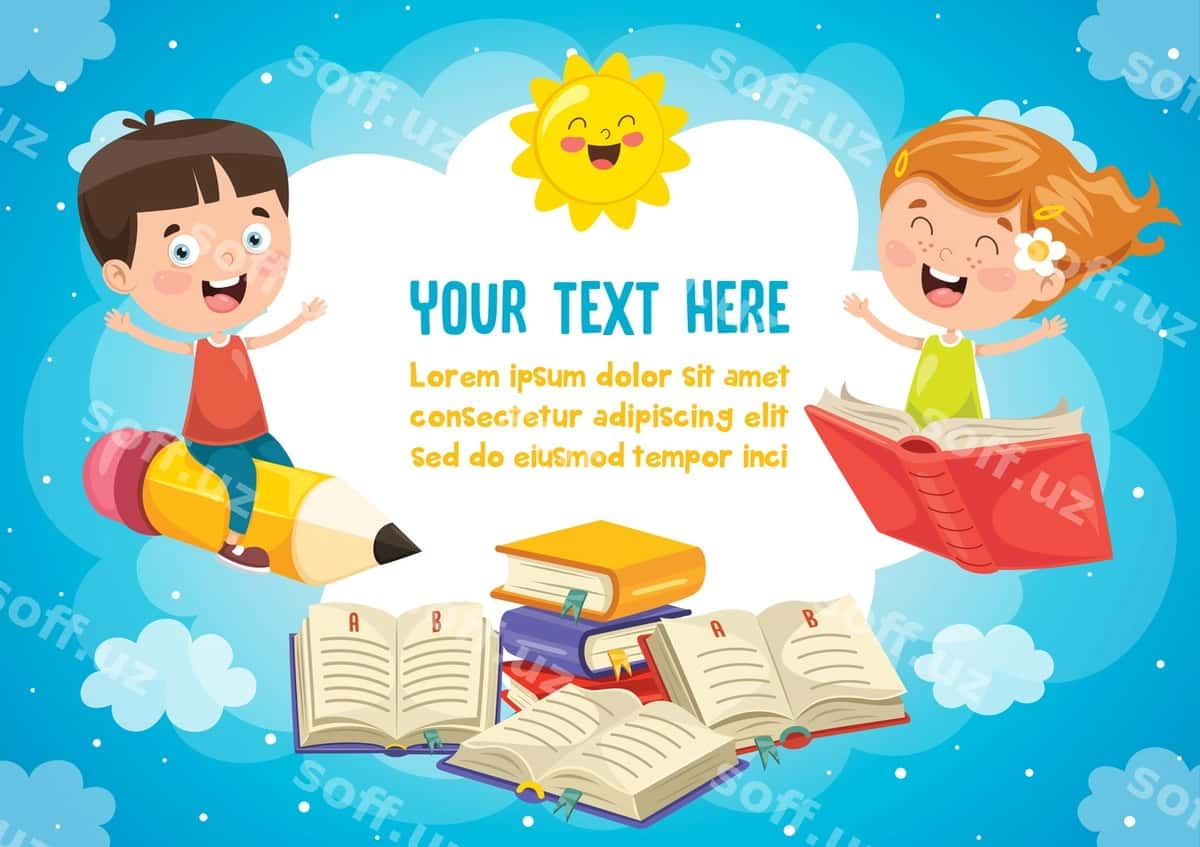 Yoqimli bolalar bilan rangli shablon | Colorful template with cute children 1