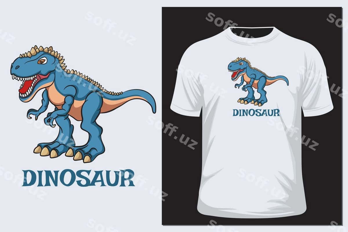 Komik dinozavr futbolkalari dizayn vektori | Comic dinosaur t shirt design vector 1