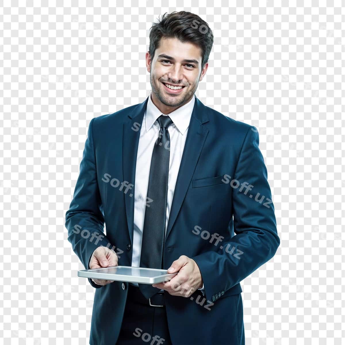 Ishonchlı biznesmen planshet bilan | Confident businessman with tablet 1