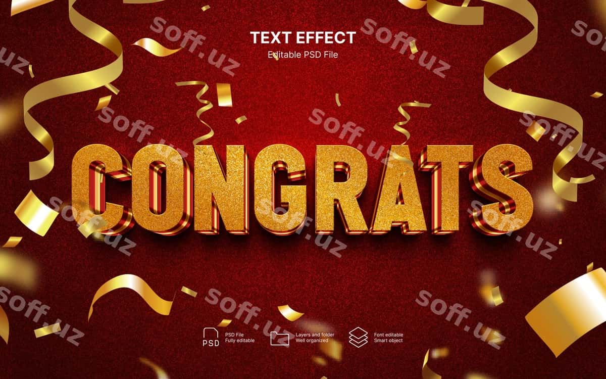 Tabrik matn effekti | Congratulation text effect 1