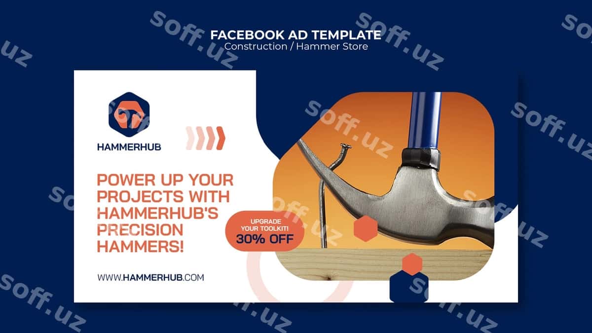 Qurilish loyihasi Facebook shabloni | Construction project facebook template 1