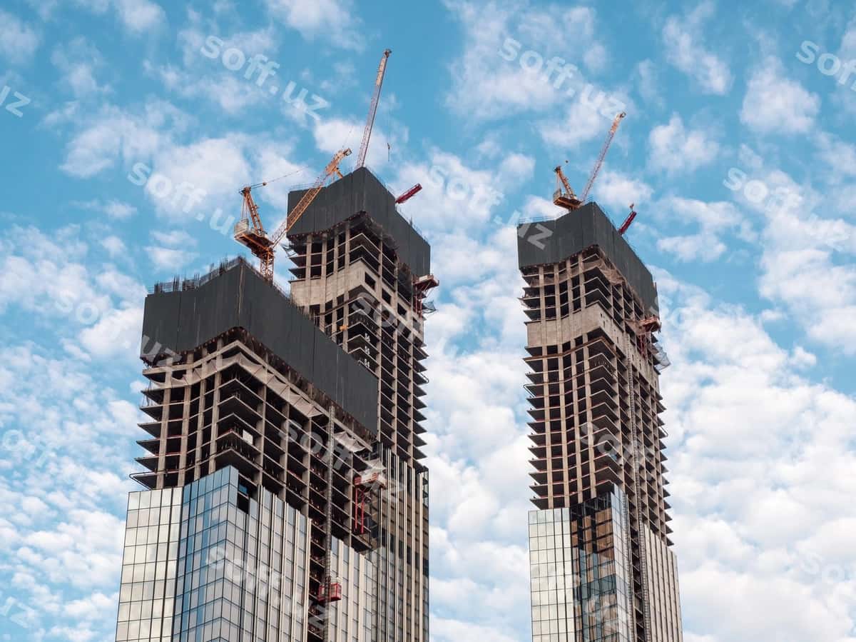Qurilish ish joyi baland binolar | Construction work site high rise building 1