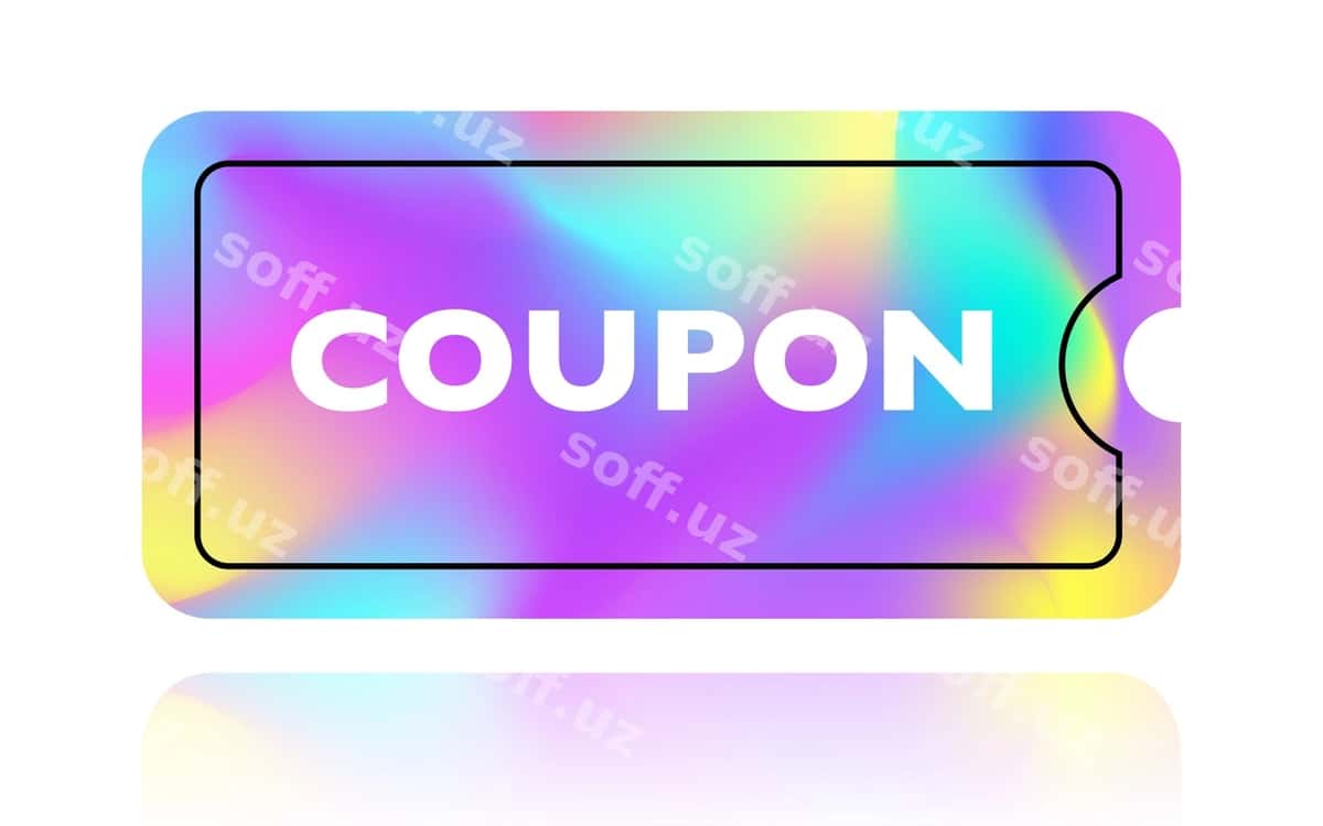 Kupon vektor holografiya stil ajraltirilgan | Coupon vector holography style isolated 1