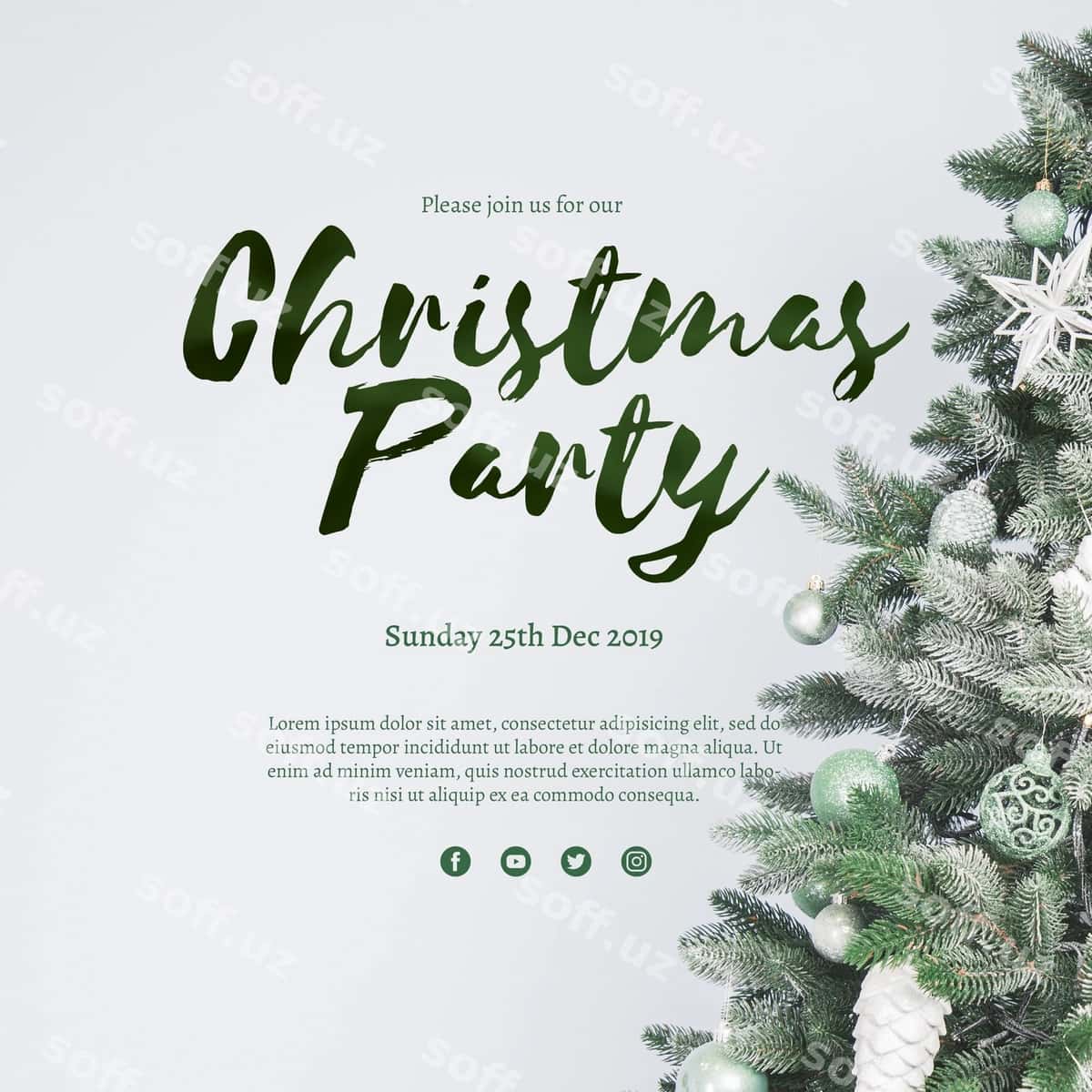 Ijodiy Rojdestvo To'pcha Qop Shabloni | Creative christmas party cover template 1