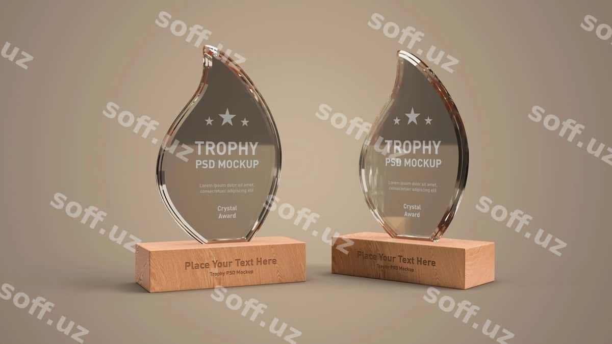 Kristall sohibi namunasi | Crystal trophy mockup 1