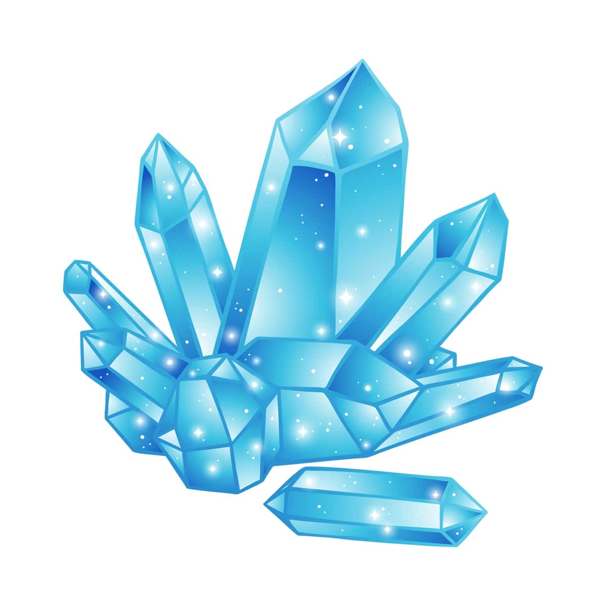 Moviy kristallar druse izolyatsiya qilingan oq fon qo'lda chizilgan vektor | Blue crystals druse isolated white background hand drawn vector 1