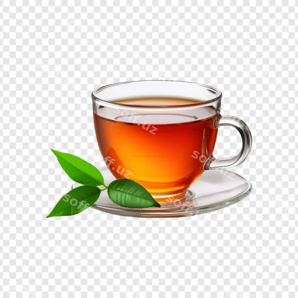 Yashil barglari bilan chashka choyi | Cup tea with green leaves 1