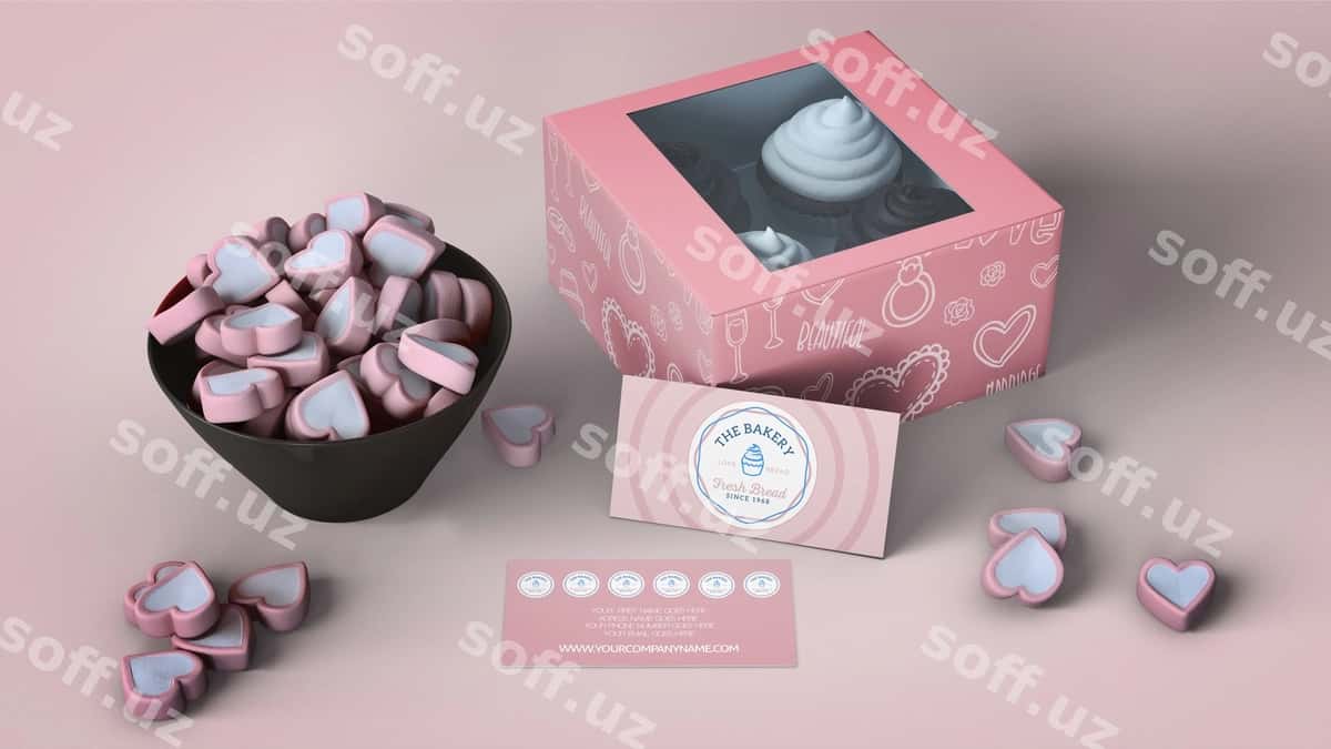 Kupkей пакети брендлаштириш мокапи | Cupcake packaging branding mockup 1