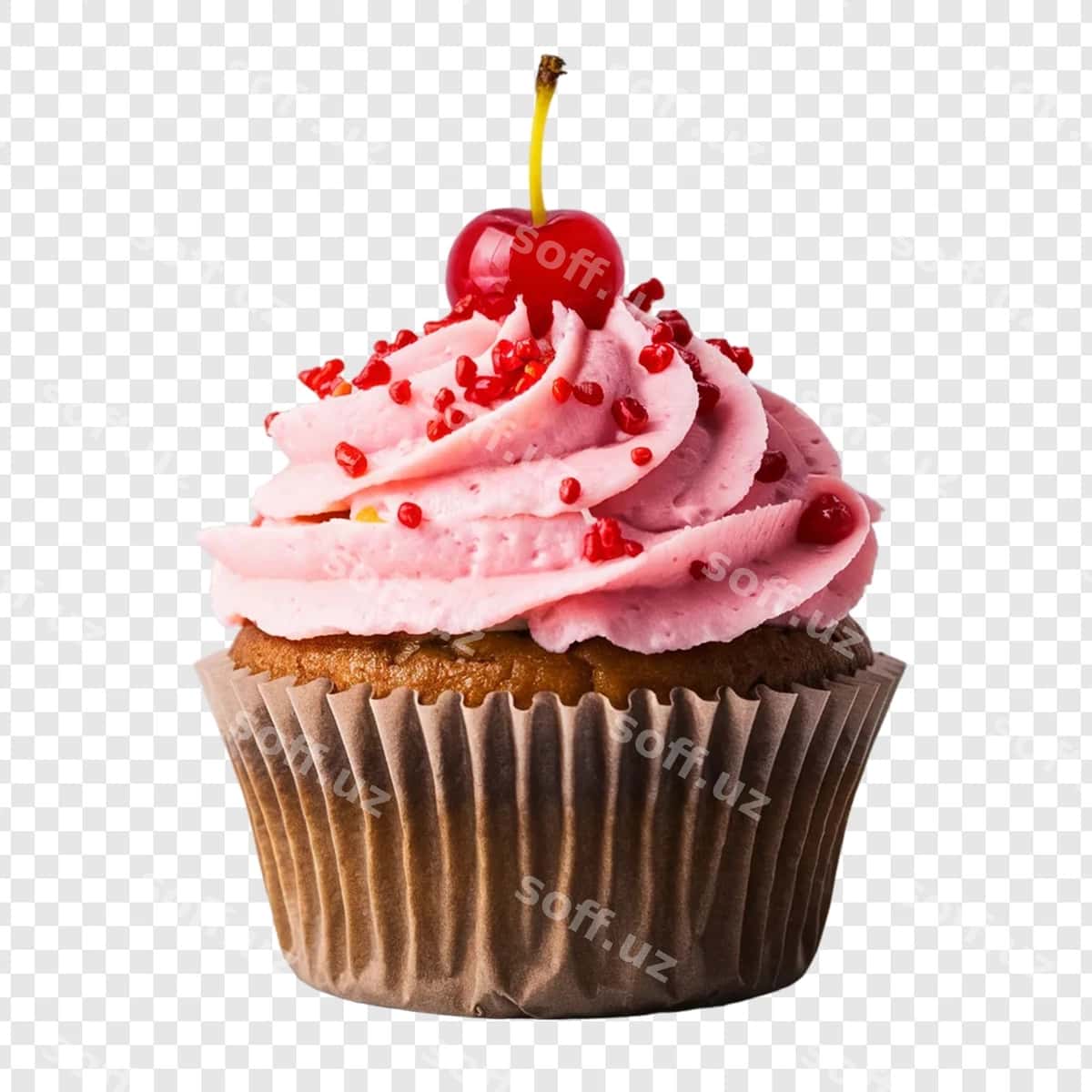 Binafsha glazurla chereshnyani qo'shilgan kupkake | Cupcake with pink icing cherry it 1