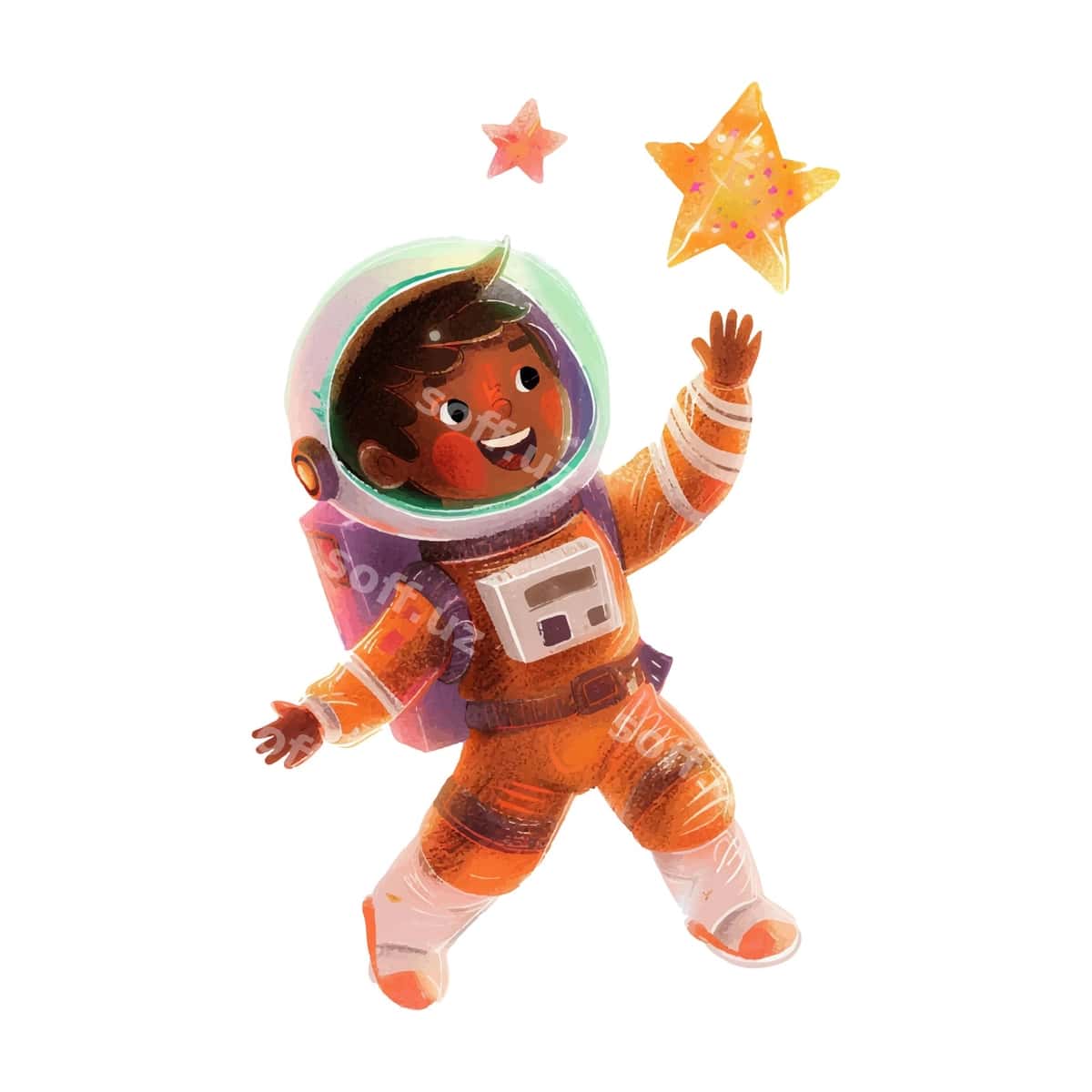 Yoqimli kosmonavt yulduzni ushlaydigan akvarel 9 | Cute astronaut catching star watercolor 9 1
