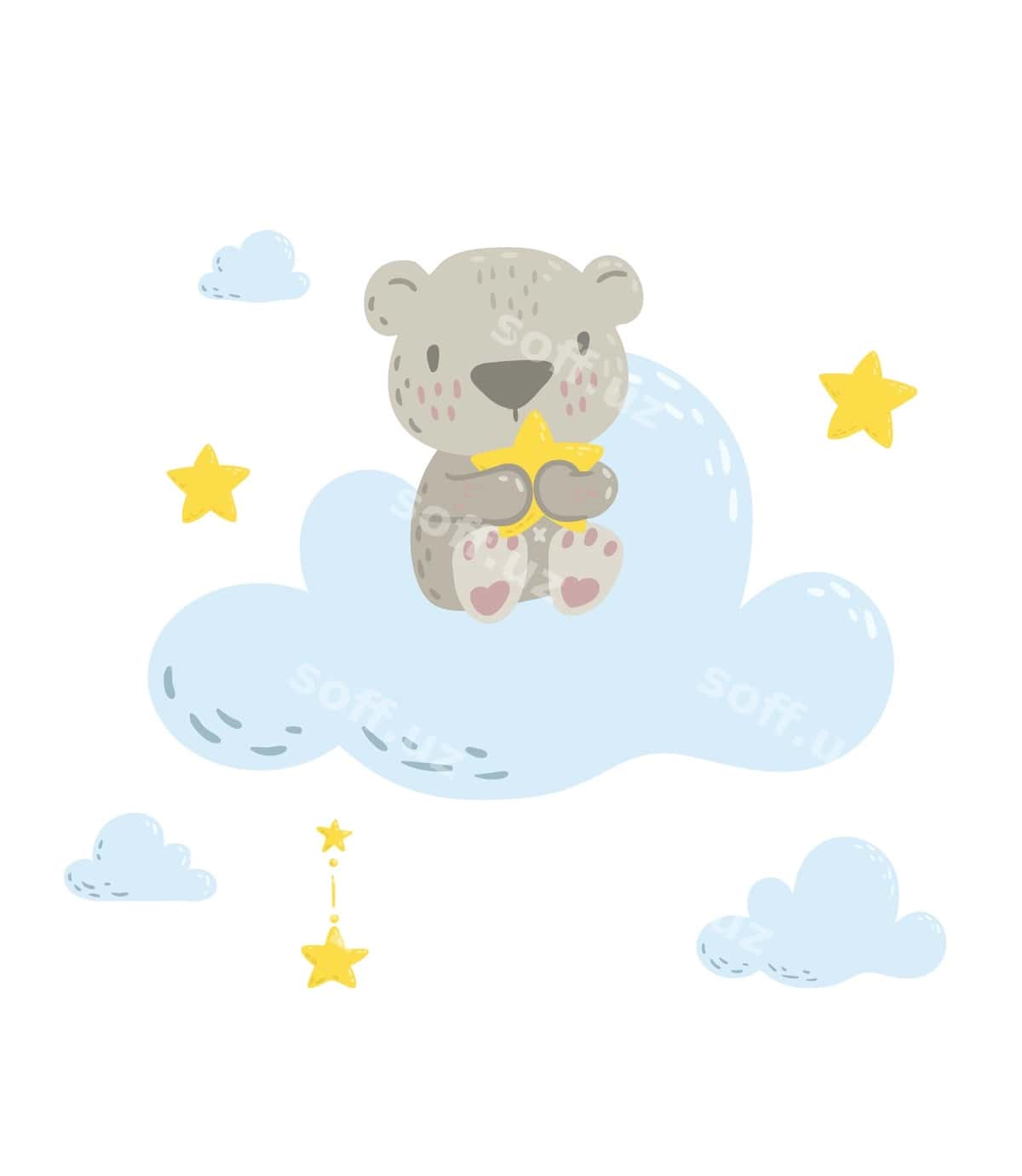 Chiroyli ayiq buluti yulduzni tutgan | Cute bear cloud holding star 1