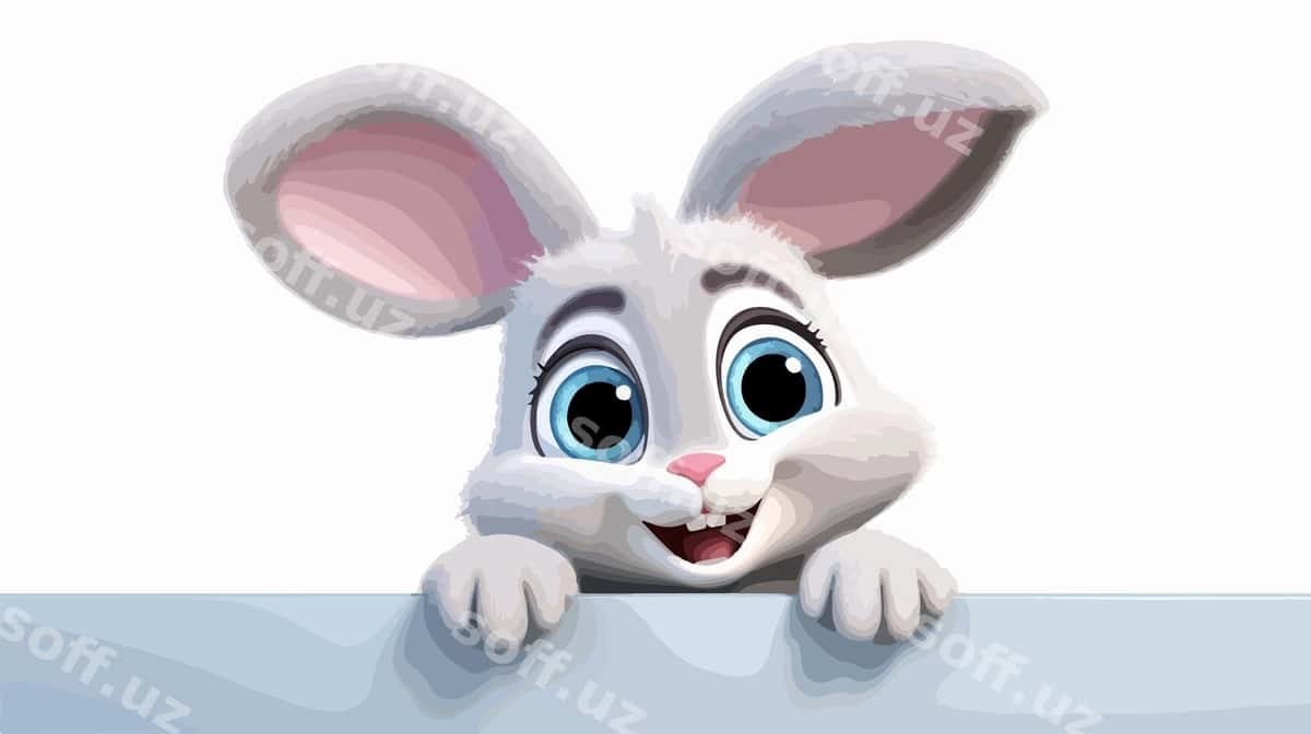 Yoqimli multfilm Pasxa quyoni belgini ushlab turibdi | Cute cartoon easter bunny holding sign 1