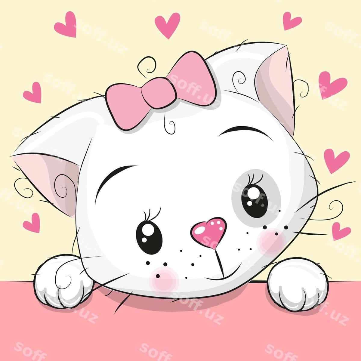 Yurakchalar bilan chiroyli kartun bola‑mushikasi | Cute cartoon kitten with hearts 1