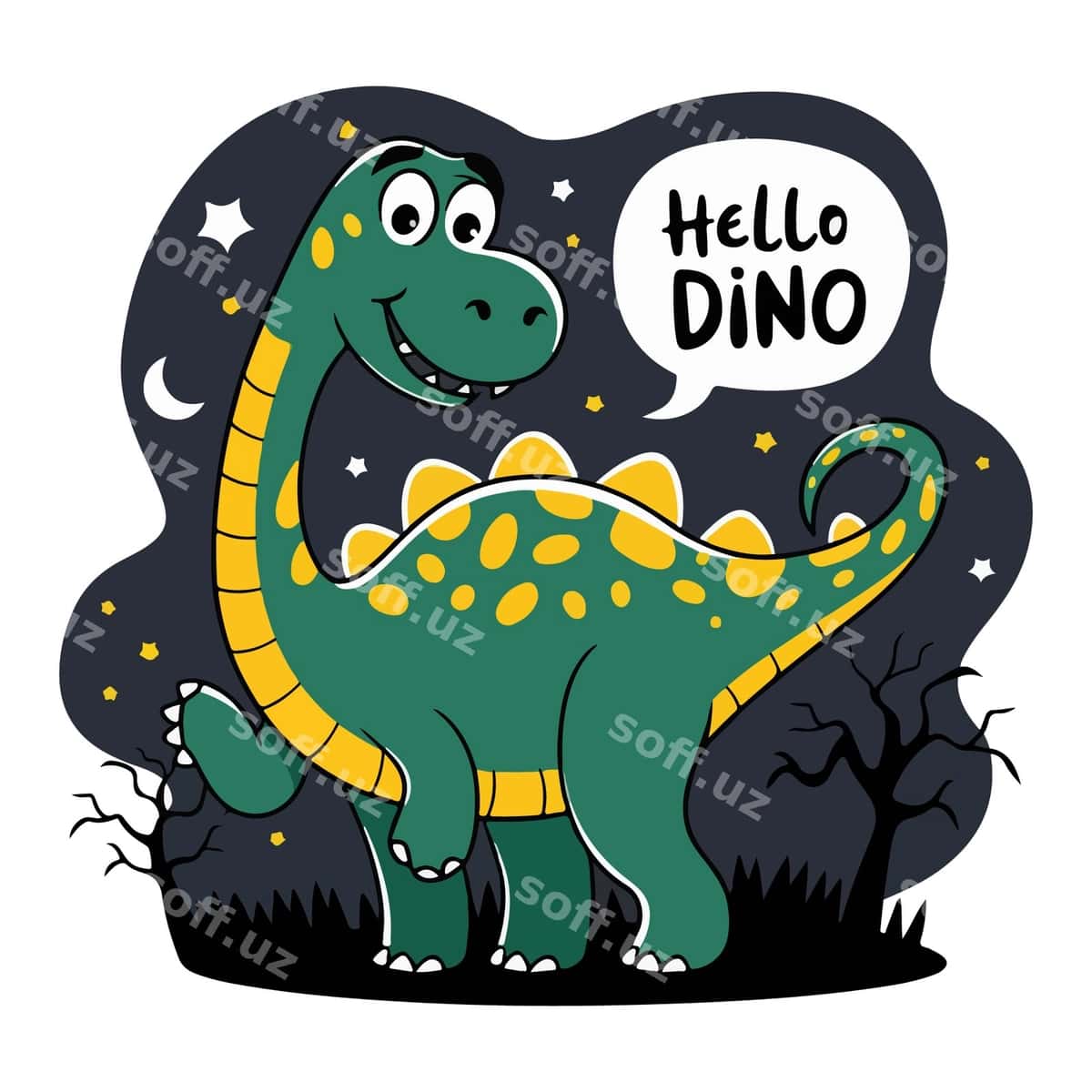 Yoqimli dinosavrlang maskot vektori | Cute dinosaur mascot vector 1