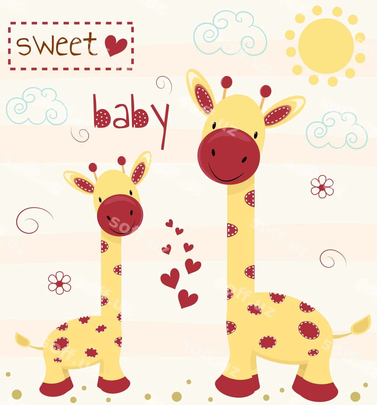 Chiroyli girafflar shirin bolalar yozuvni bilan | Cute giraffes with sweet baby inscription 1