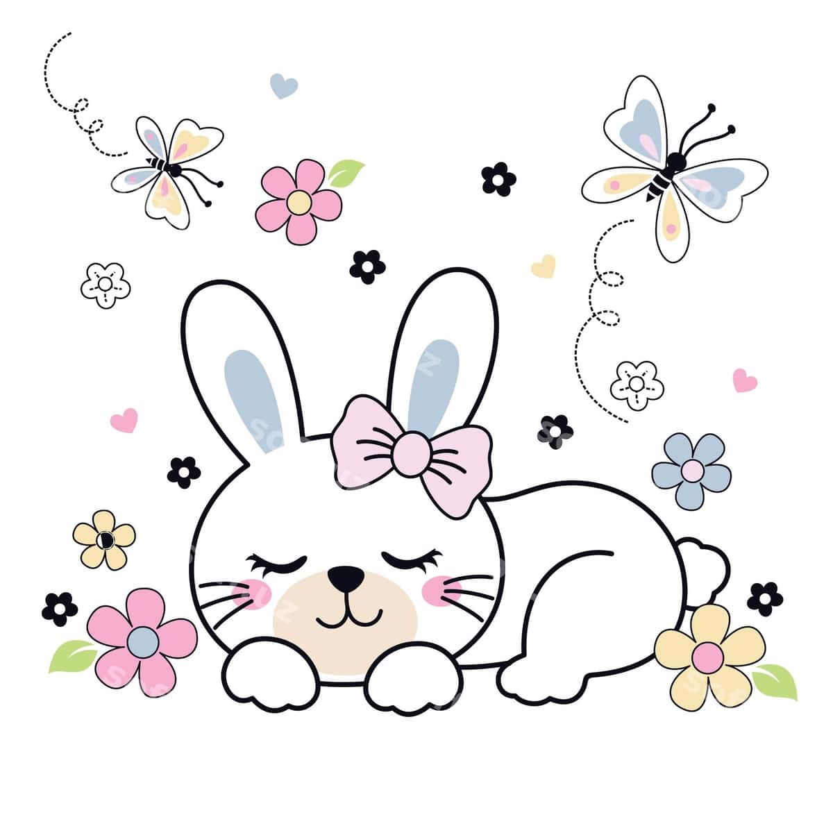 Chiroyli baxtli tulki oyniyotgan vektor | Cute happy bunny playing vector 1