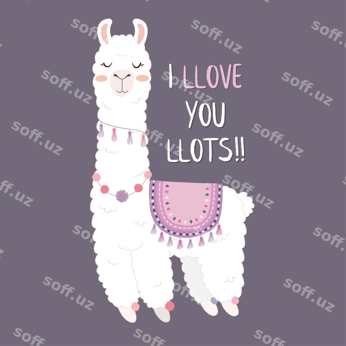 Chiroyli lama dizayni Sizni ko'p yaxshi ko'raman | Cute llama design with i love you lots 1