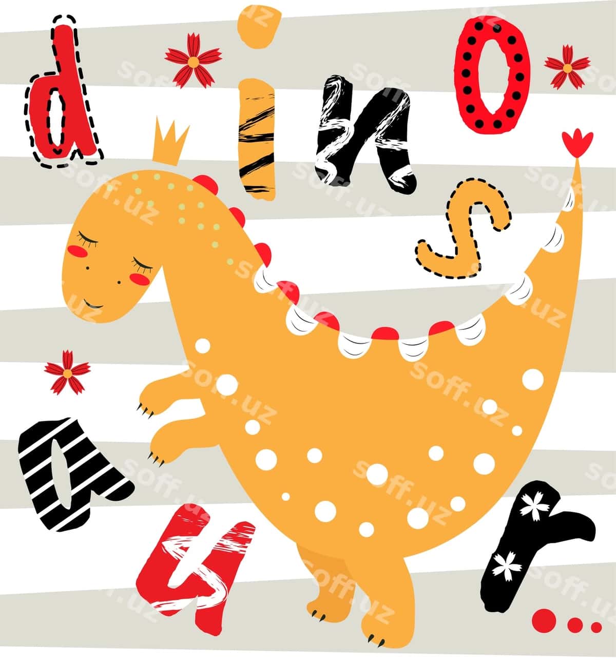 Chiroyli T rex bilan dinosavriy yozuvi | Cute t rex with inscription dinosaur 1