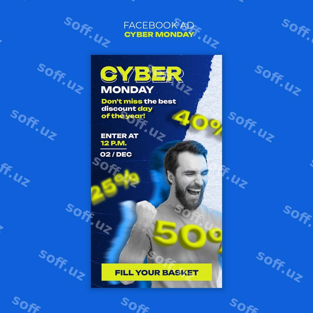Cyber Monday Facebook reklama shablon dizayni | Cyber monday facebook ad template design 1