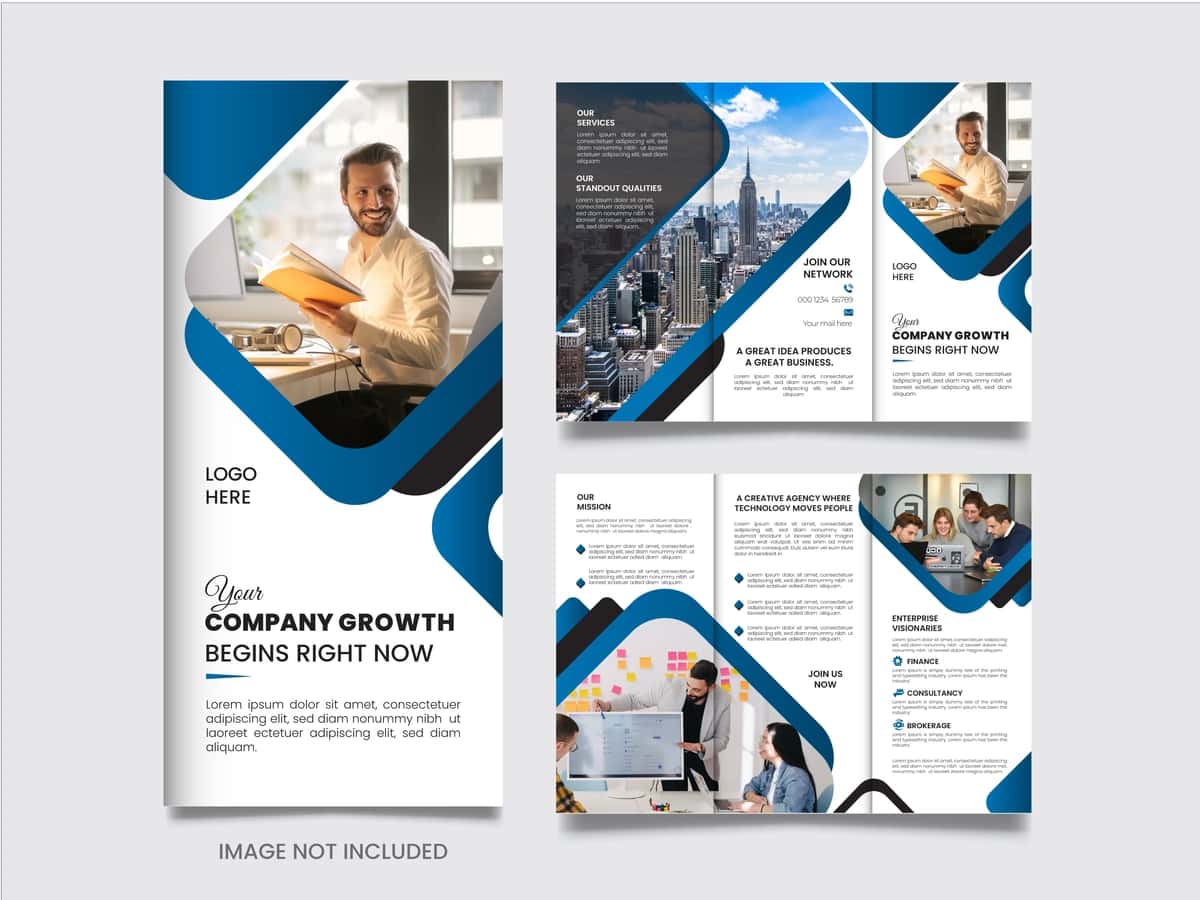 Oddiy minimalistik biznes uch qavatli broshyura dizayni shabloni | Simple minimalistic business trifold brochure design template 1