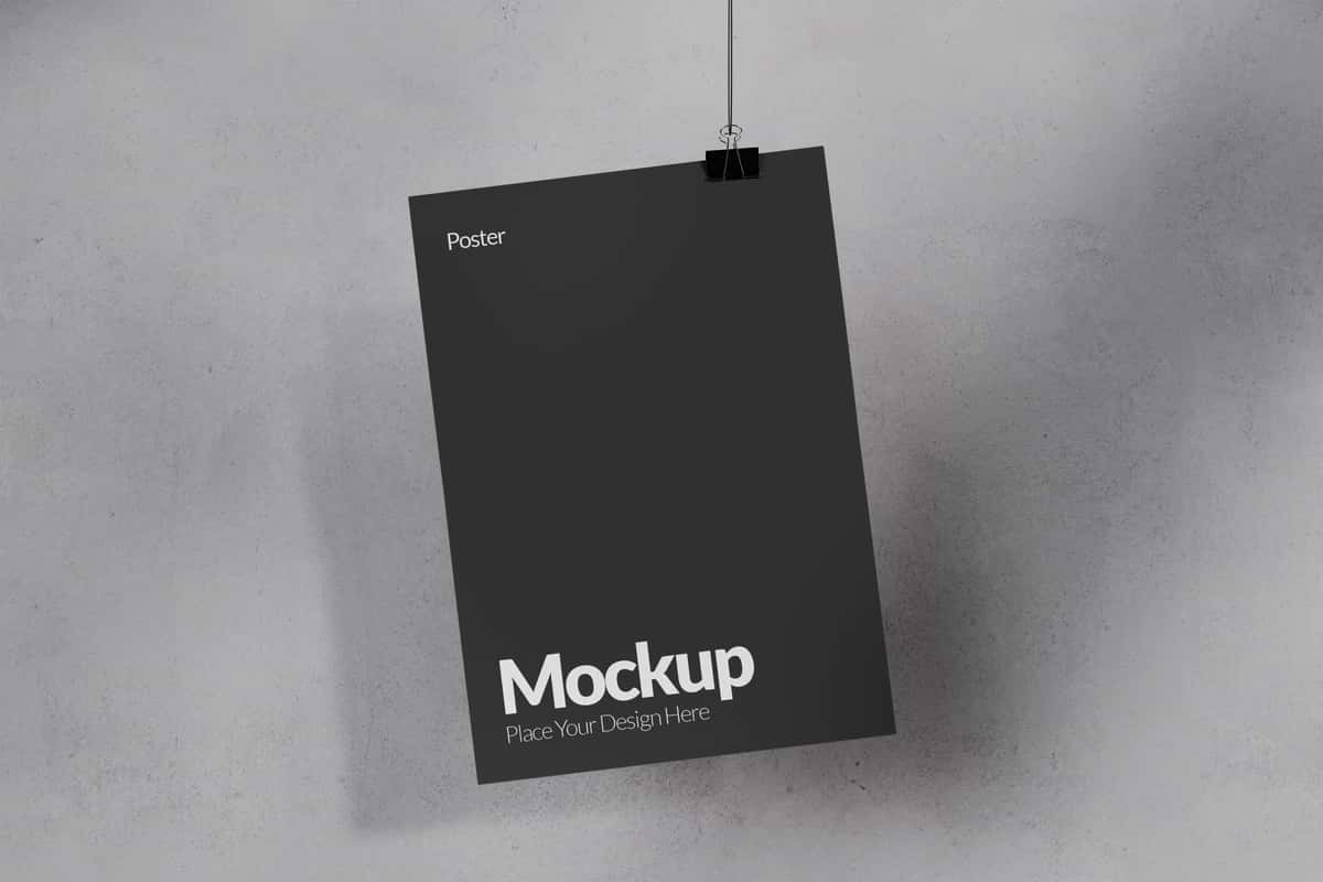Osilgan plakat maketi | Hanging poster mockup 1