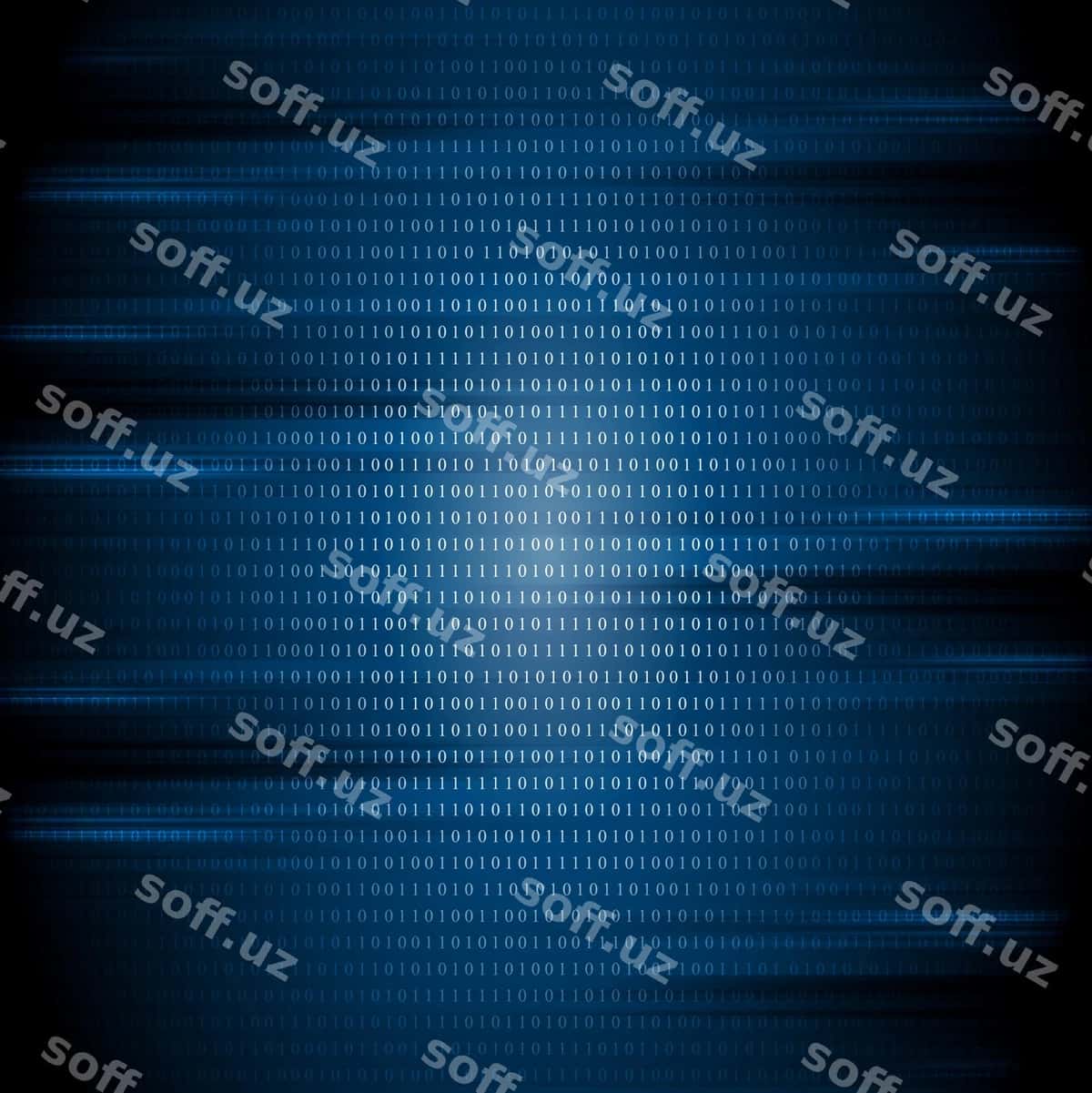 Toʻq koʻk ikkilik kodli texnik fon | Dark blue binary code tech background 1
