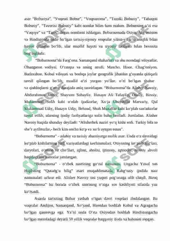 ZAXIRIDDIN MUHAMMAD BOBURNING “BOBURNOMA” ASARI 2