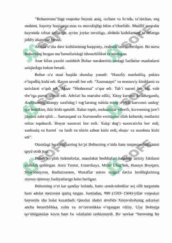 ZAXIRIDDIN MUHAMMAD BOBURNING “BOBURNOMA” ASARI 3