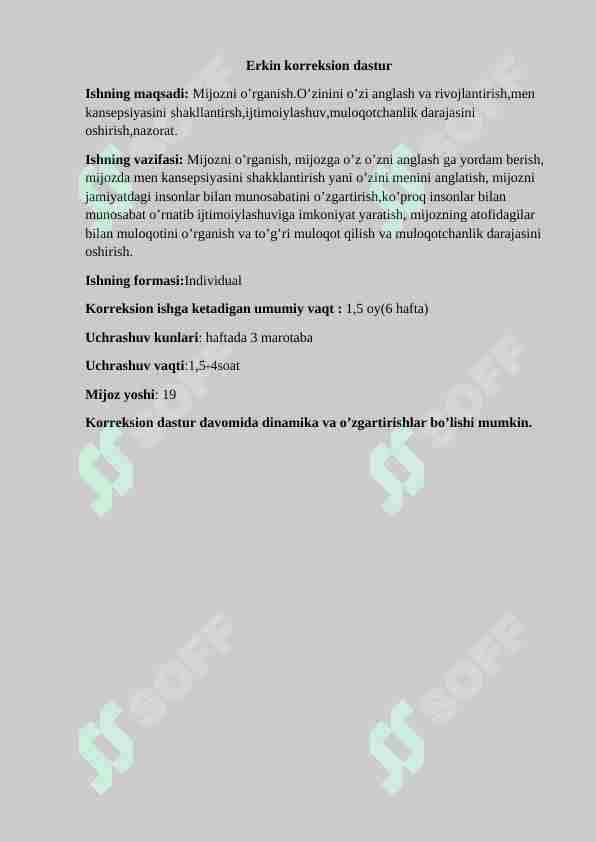 erkin korreksion dastur
