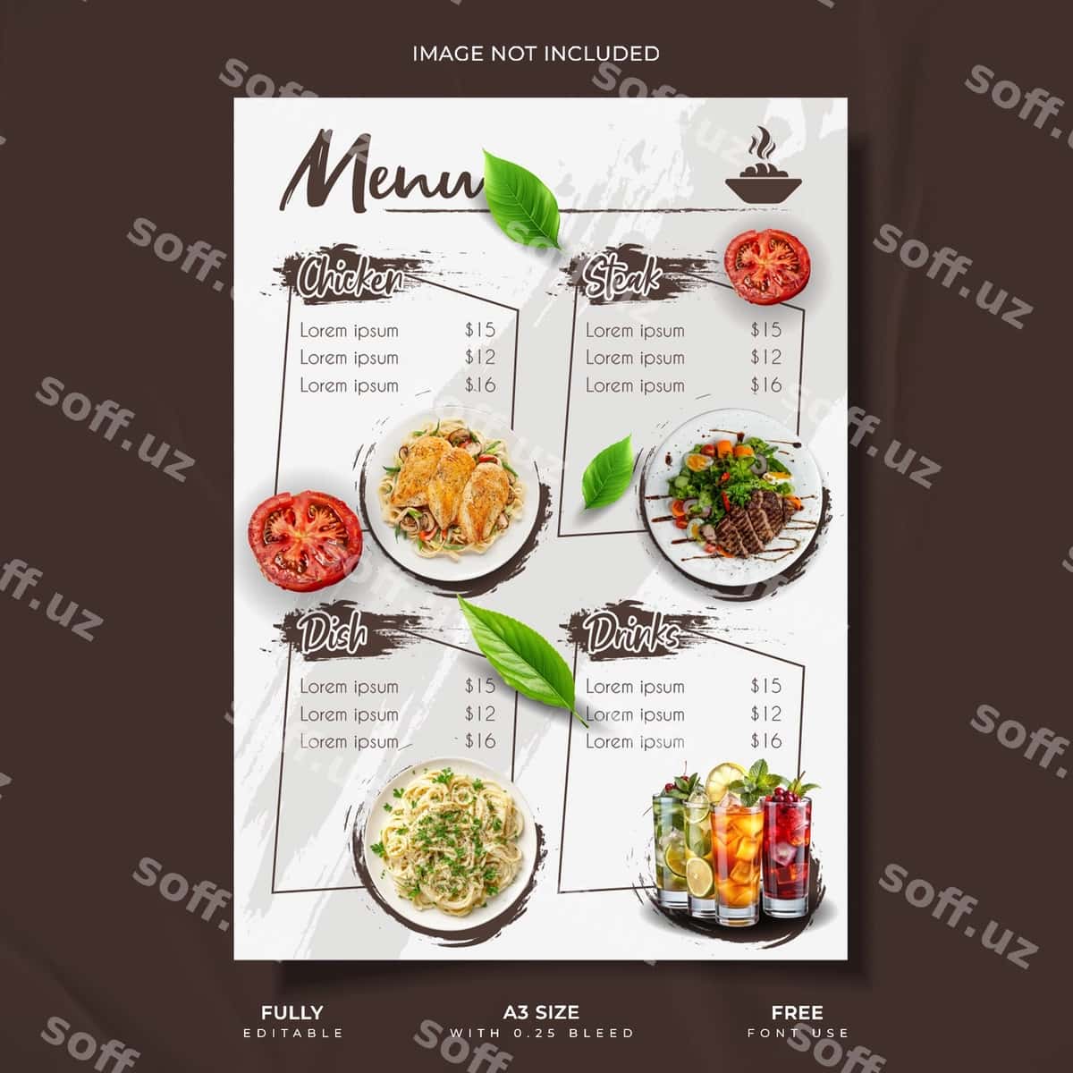 Shirin ovqatlar menyusi shabloni | Delicious food menu template 1