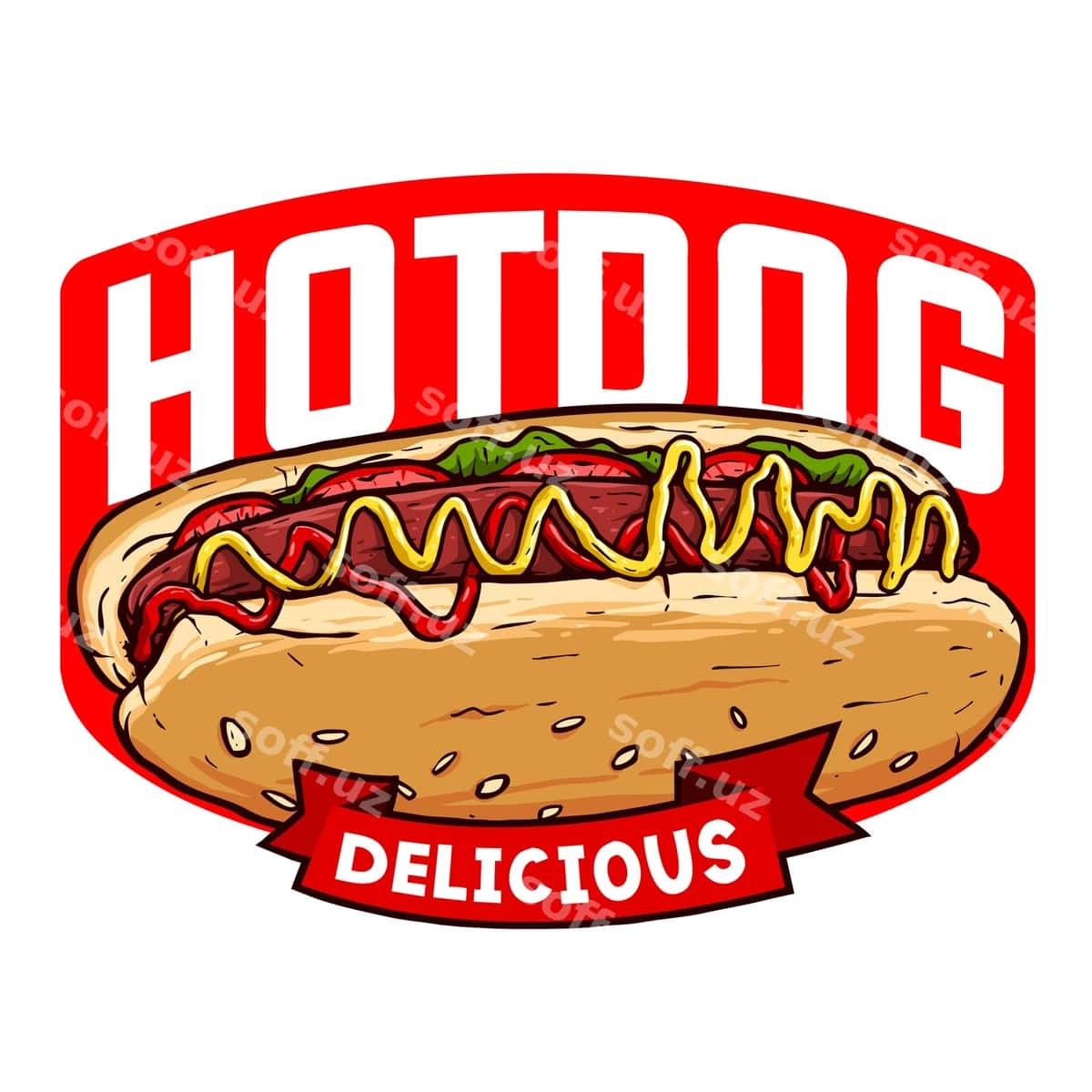 Mazali hot dog logo badjlar | Delicious hot dog logo badges 1