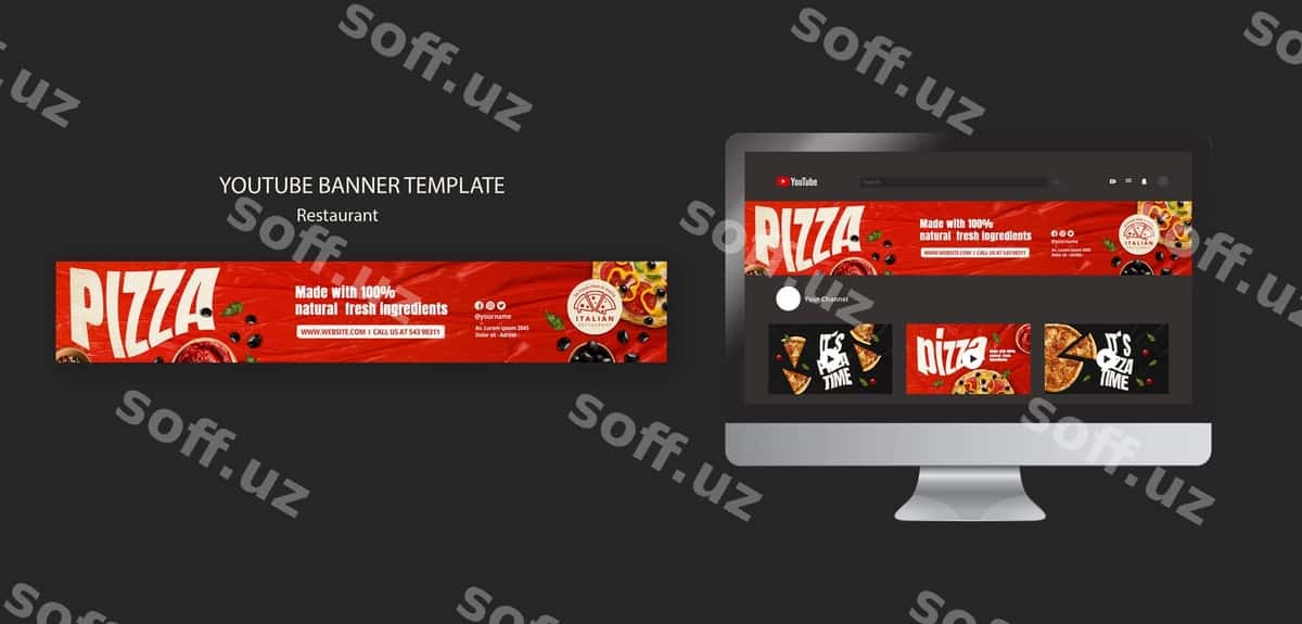 Mazali italiy taomi youtube baneri | Delicious italian food youtube banner 1