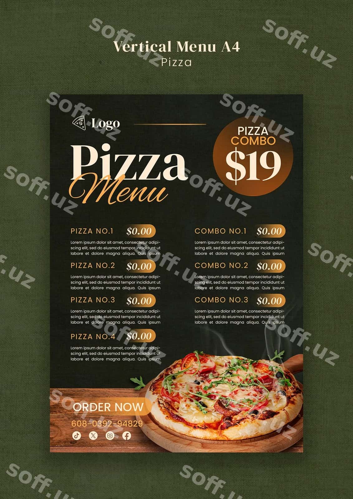 Mazali pizza restoran shabloni | Delicious pizza restaurant template 1