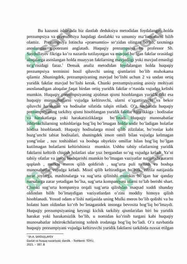 Prezumpsiya, preyuditsiya haqida mustaqil ish 1