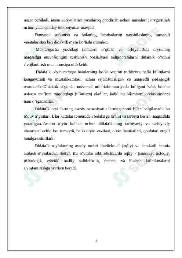 Maktabgacha ta’lim tashkilotlarida didaktik o‘yinlardan foydalanishning maqsadi va mohiyati 6