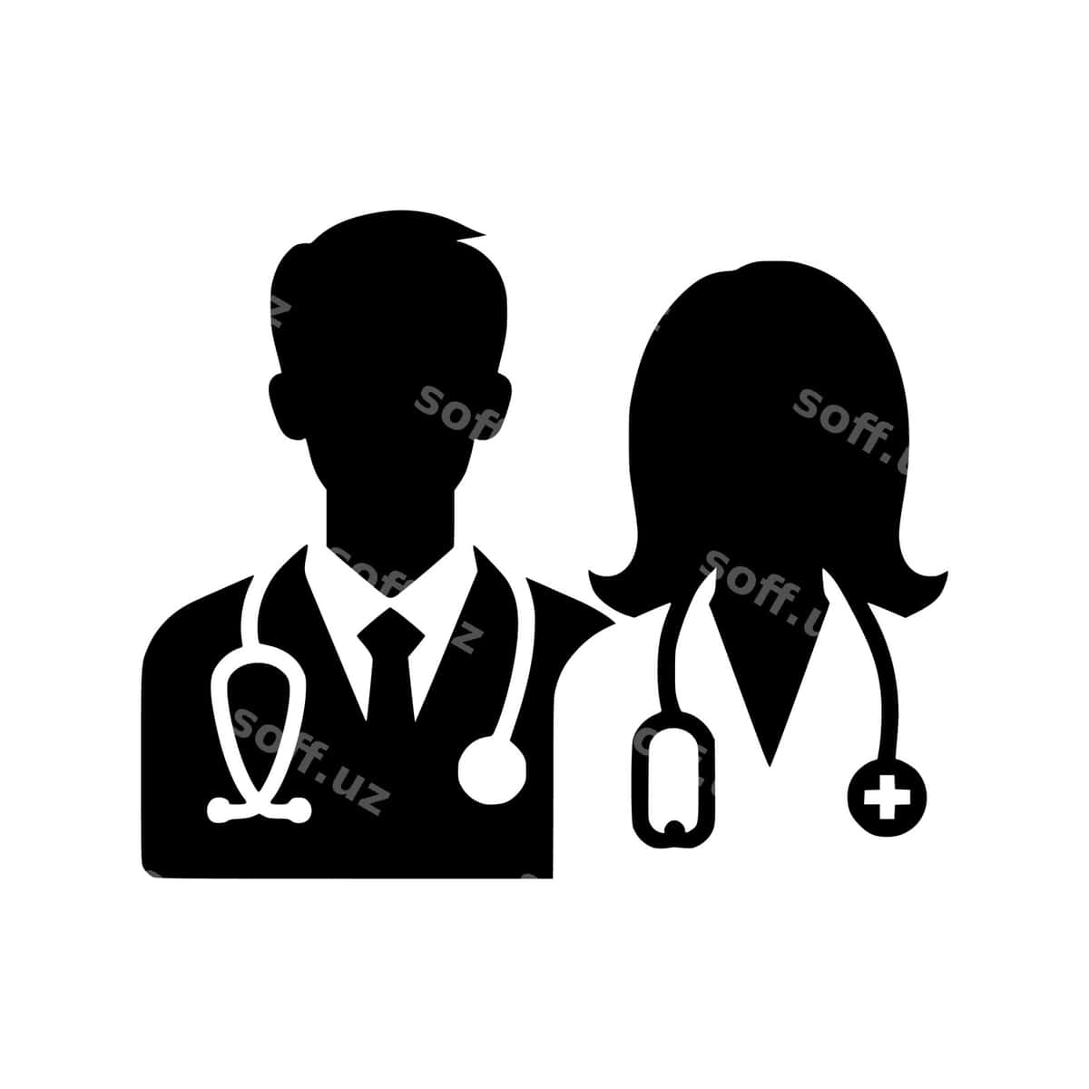 Shifokollar silueti vektor | Doctors silhouette vector 1