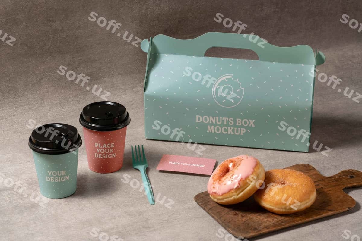 Donut qutisi mockup dizayni | Donut box mockup design 1