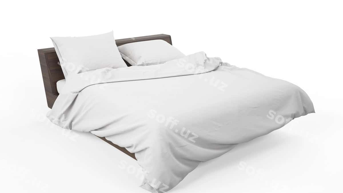 Ikki kishilik yotoq oq rangli yotoq uchun mo'ljallangan ajraltirilgan | Double bed with white bedding isolated 1