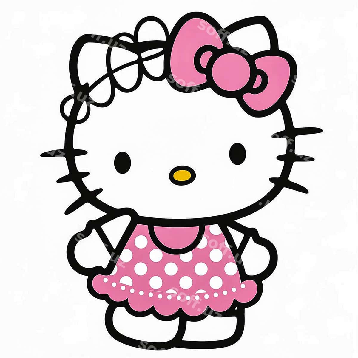 Chizish Hello Kitty gulrang qaytov bilan uni | Drawing hello kitty with pink bow it 1
