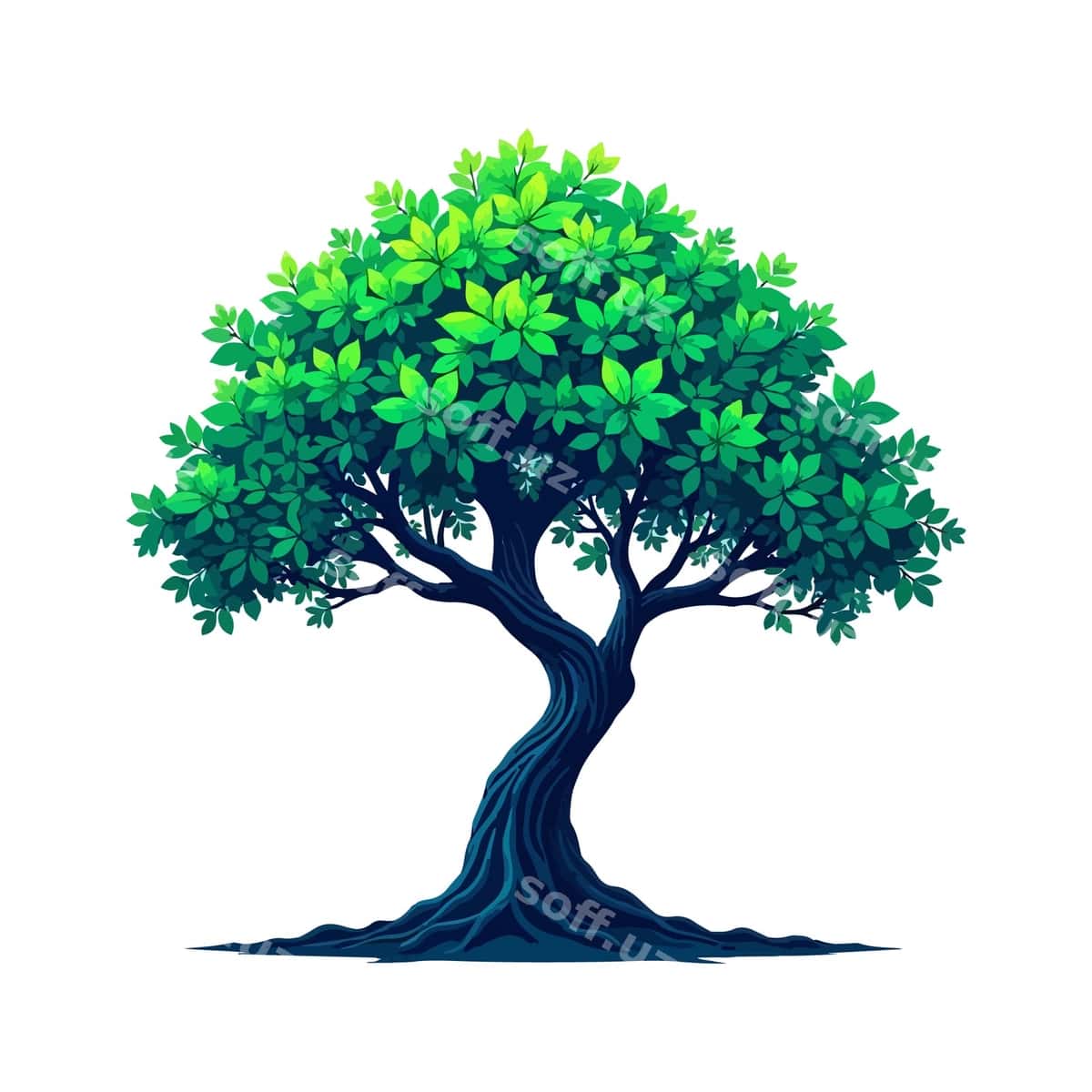 Chizilgan daraxt, uning ichida "daraxt" so'zi. | Drawing tree with word tree it 1