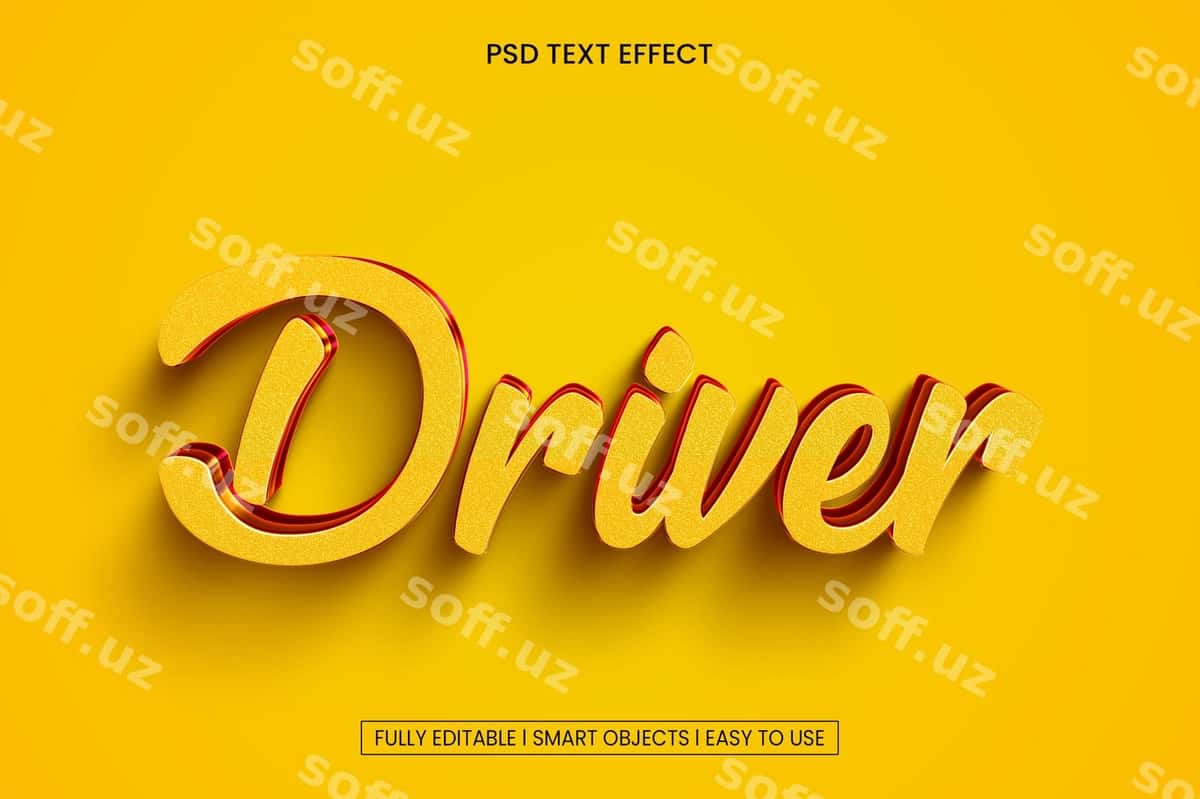 Driver 3o uslubdagi matn effekti | Driver 3d style text effect 1