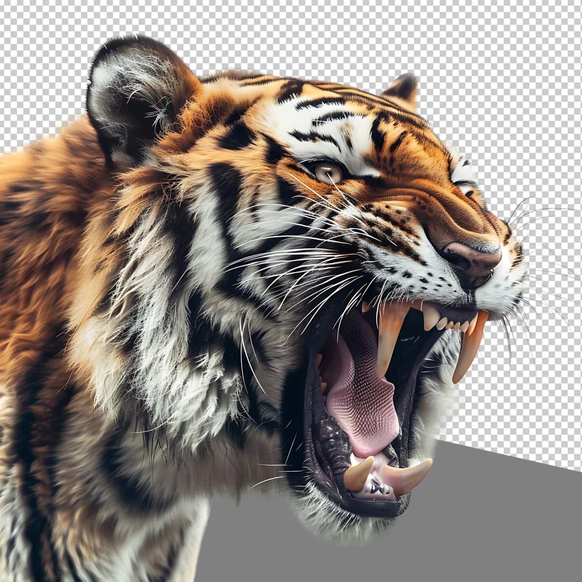 Png g'azablangan yo'lbars shaffof fon | Png angry tiger isolated transparent background 1