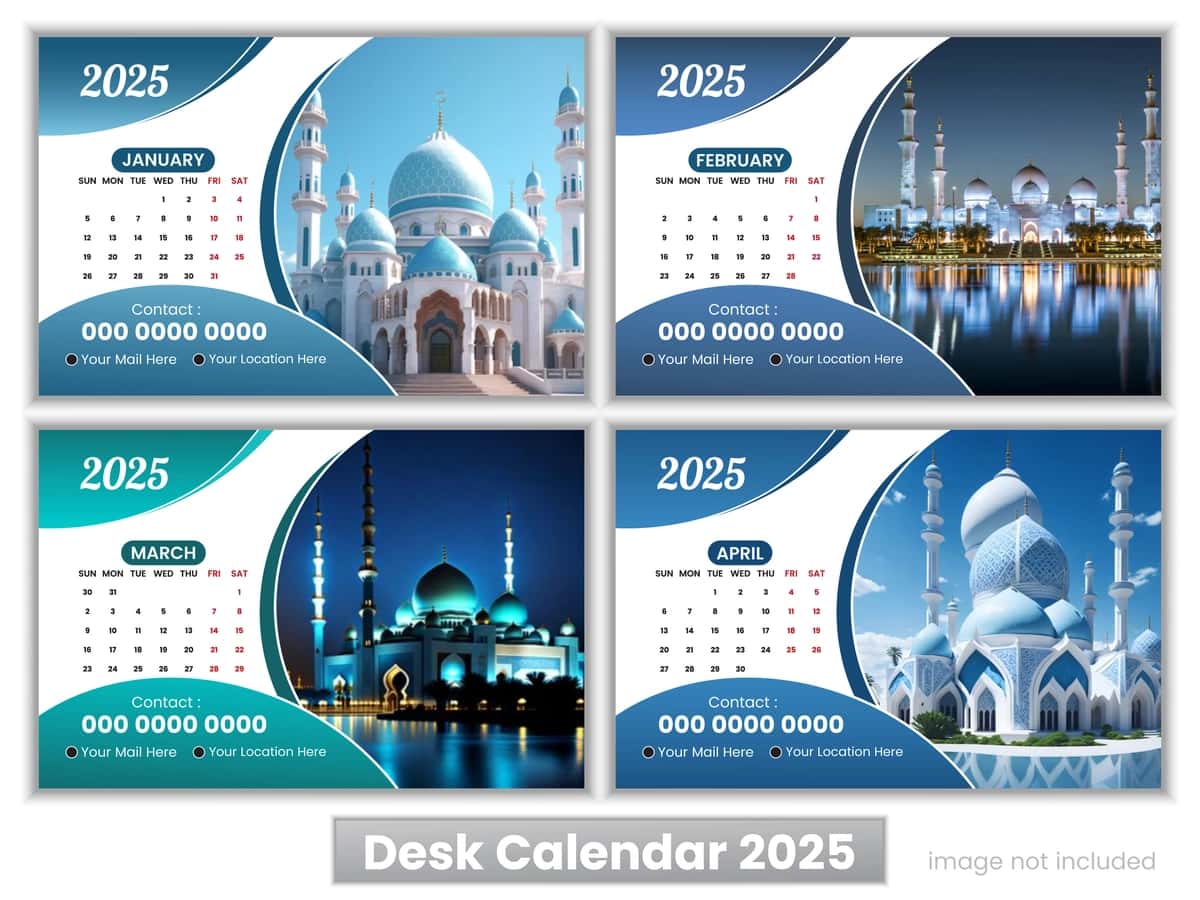 Zamonaviy stol taqvimi dizayni shablonlari to'plami 12 oy | Modern desk calendar design template set 12 months 1