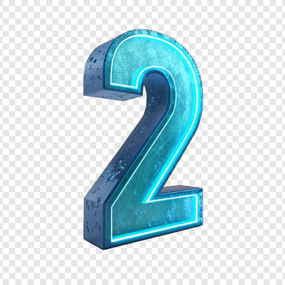 3D raqamli ikki turkuaz ko'k neon | 3d number two turquoise blue neon 1
