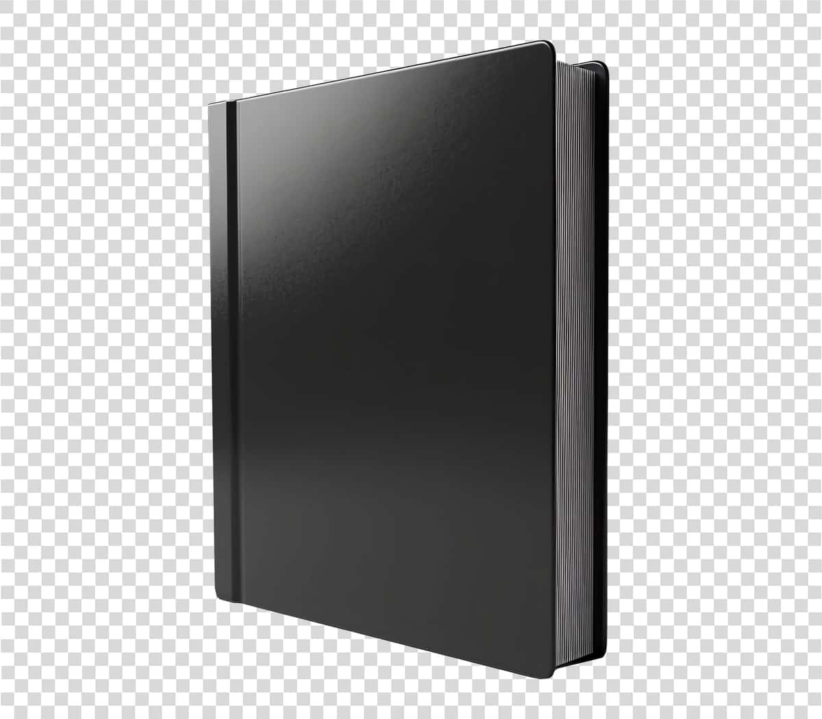 Qora kitob muqovasi maketi shaffof fon | Black book cover mockup transparent background 1