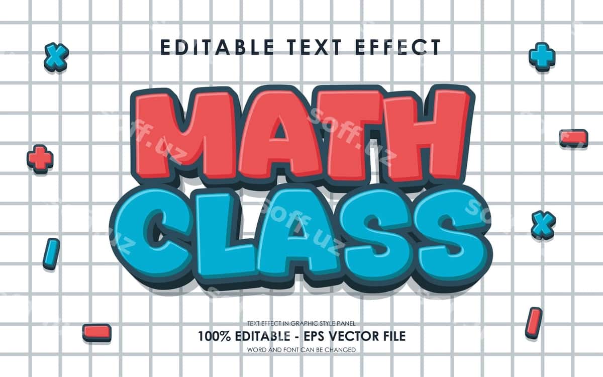 Tahrirlanga olinadigan matematika darsining 3d matn effekti | Editable math class 3d text effect 1